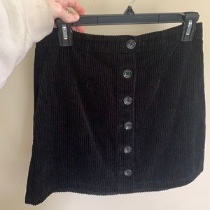 Skirt - Black Corduroy Style Buttoned